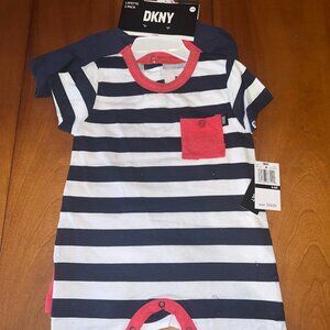 Boys Size 6-9 months 2 pc DKNY Jersey rompers